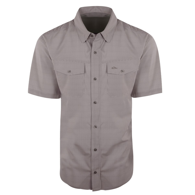 Drake Traveler's Check Shirt Short Sleeve in Gray Color